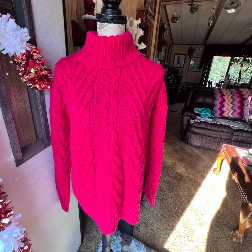 NWT FRENCH CONNECTION Nissa Chunky Cable-Knit Sweater Wool Blend. - Picture 12 of 15